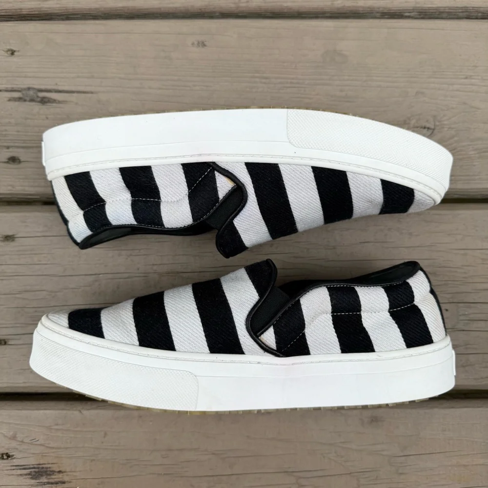 Celine Black and White Striped Canvas Slip On Sneakers size 39 - Picture 12 of 16
